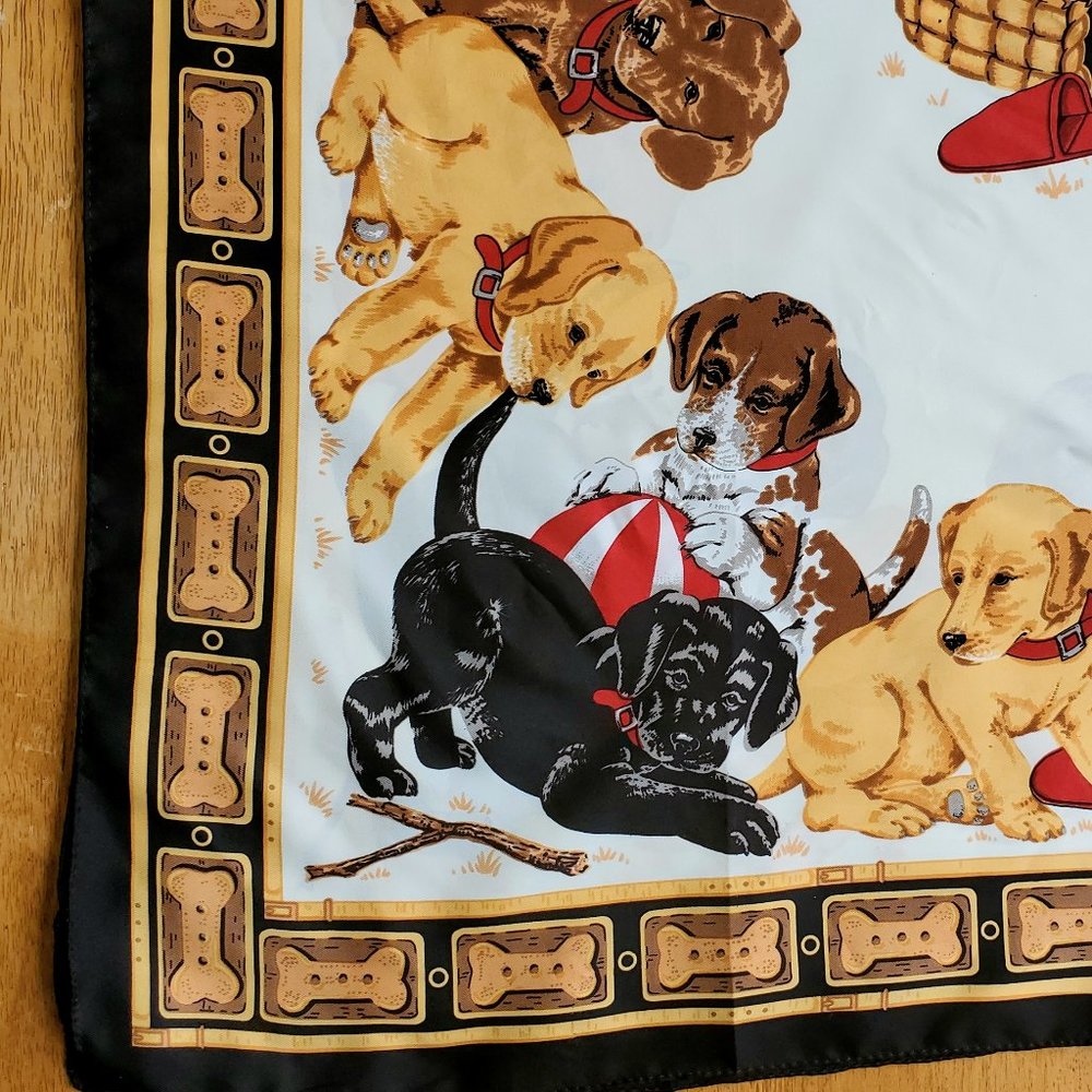 Vintage Women's Scarf Labrador Retriever Puppies Design
